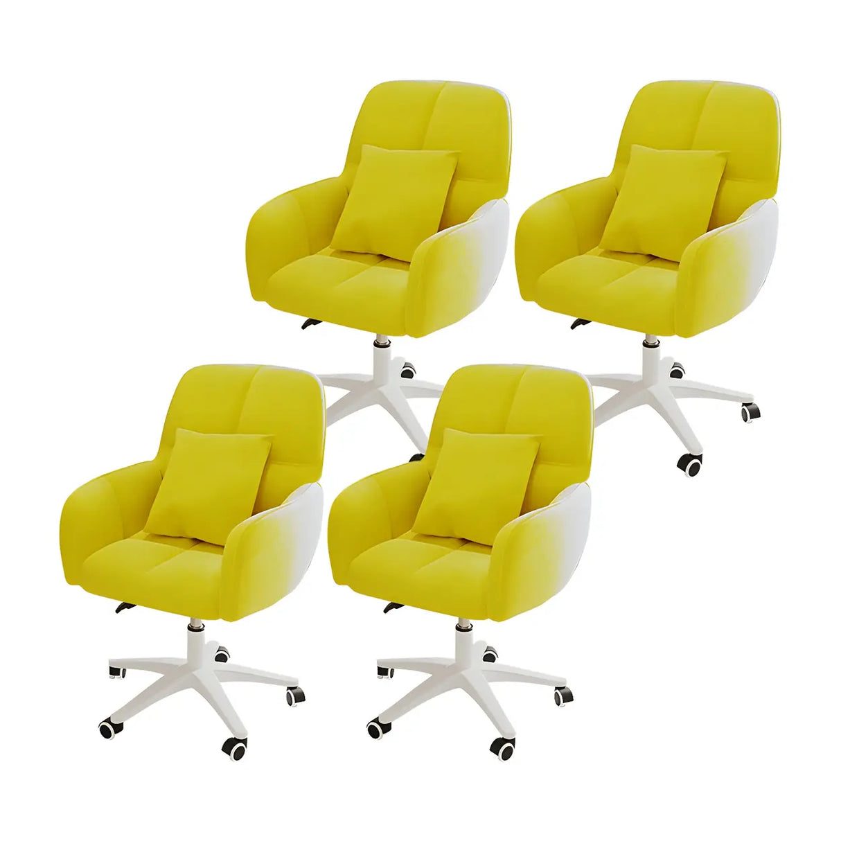 Adjustable Upholstered Curved Leather Off-White Office Chair Image - 29