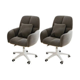 Adjustable Upholstered Curved Leather Off-White Office Chair Image - 49