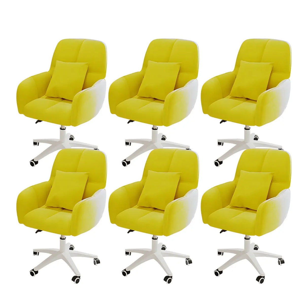 Adjustable Upholstered Curved Leather Off-White Office Chair Image - 30