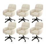 Adjustable Upholstered Curved Leather Off-White Office Chair Image - 33