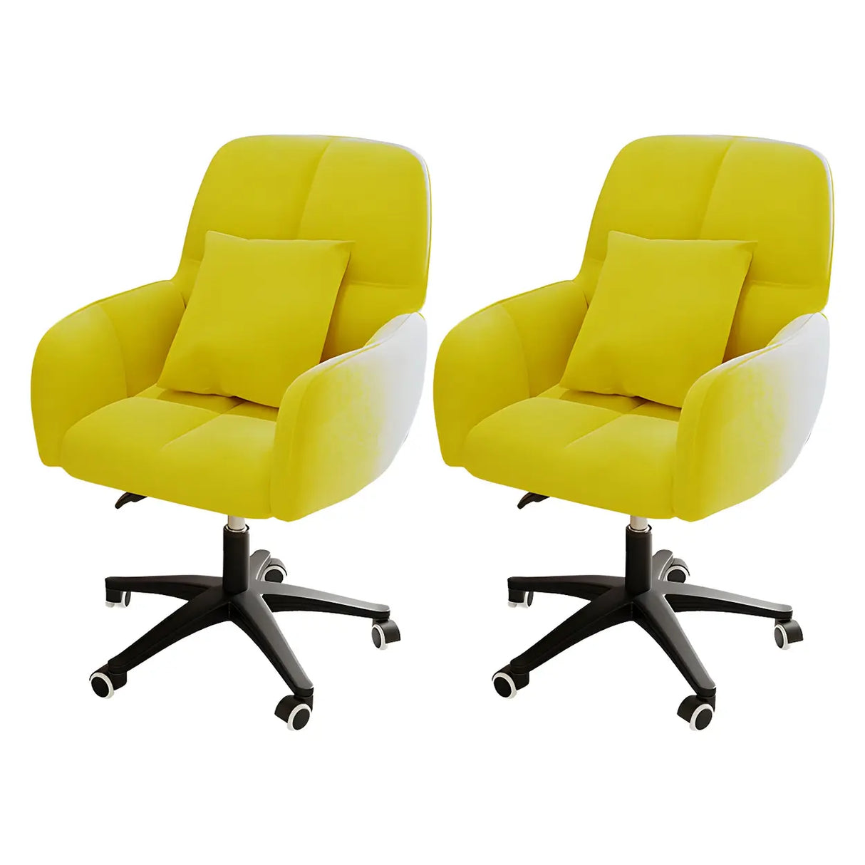 Adjustable Upholstered Curved Leather Off-White Office Chair Image - 34