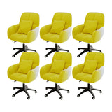 Adjustable Upholstered Curved Leather Off-White Office Chair Image - 36