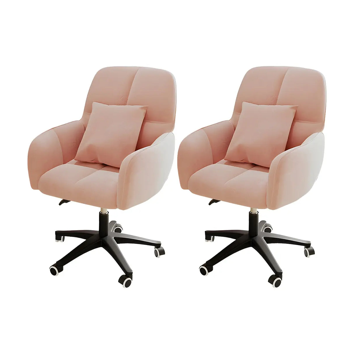Adjustable Upholstered Curved Leather Off-White Office Chair Image - 37