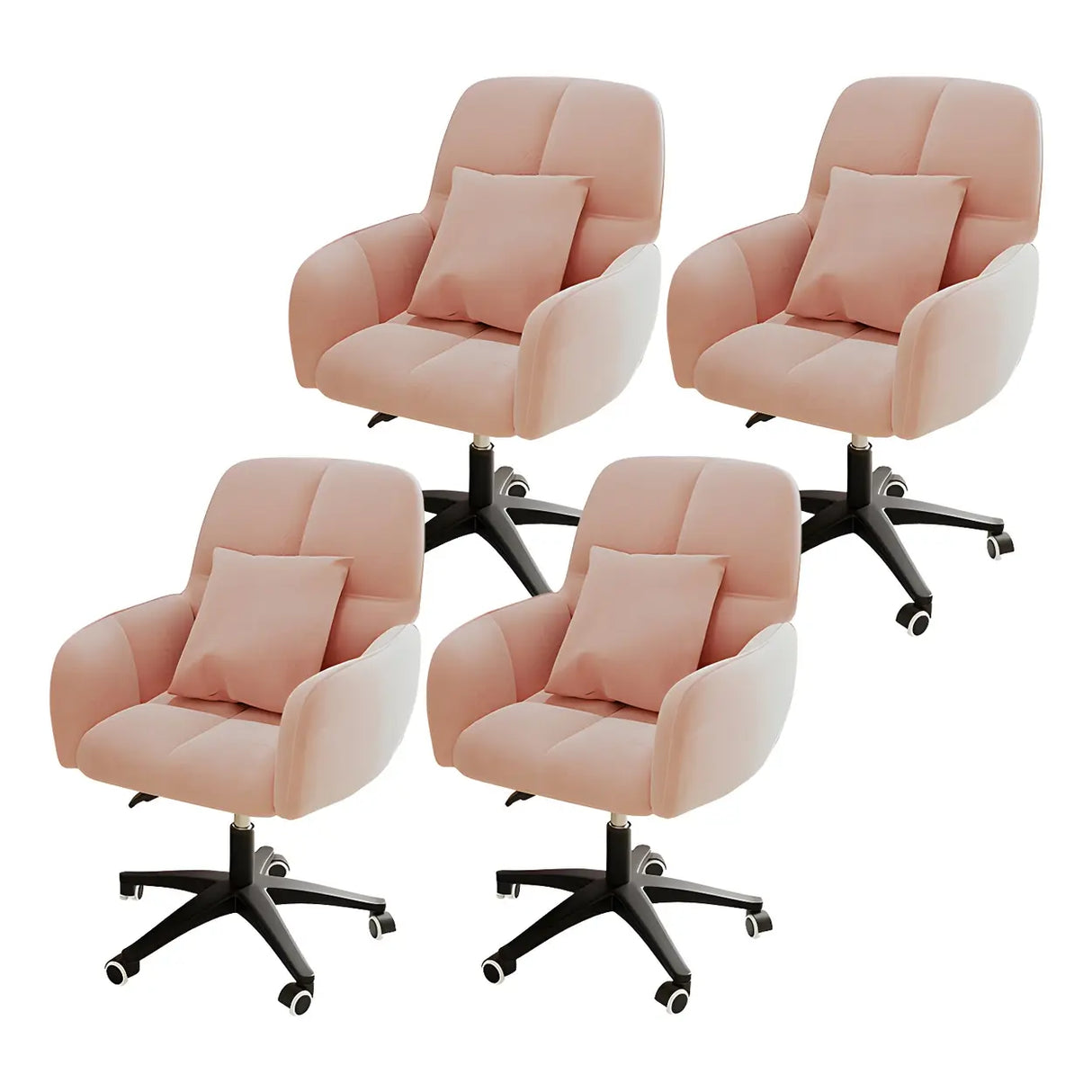 Adjustable Upholstered Curved Leather Off-White Office Chair Image - 38