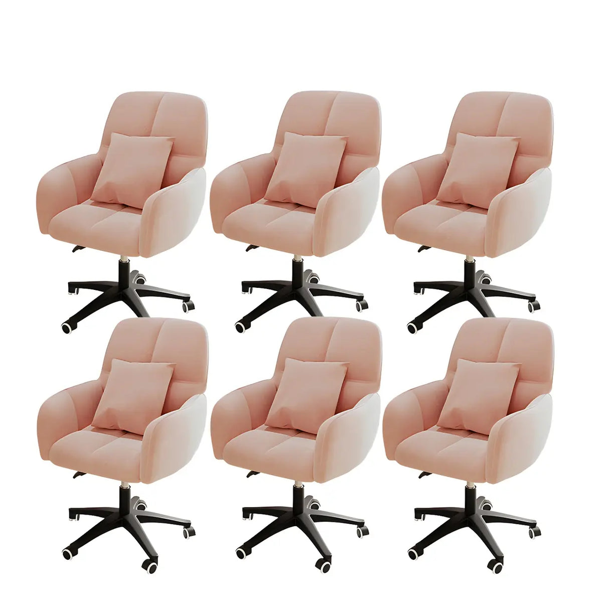Adjustable Upholstered Curved Leather Off-White Office Chair Image - 39