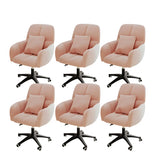 Adjustable Upholstered Curved Leather Off-White Office Chair Image - 39