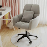 Adjustable Upholstered Curved Leather Off-White Office Chair Image - 3