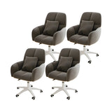 Adjustable Upholstered Curved Leather Off-White Office Chair Image - 50