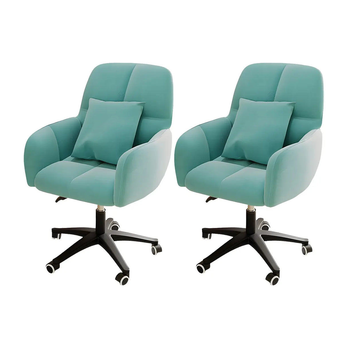 Adjustable Upholstered Curved Leather Off-White Office Chair Image - 40