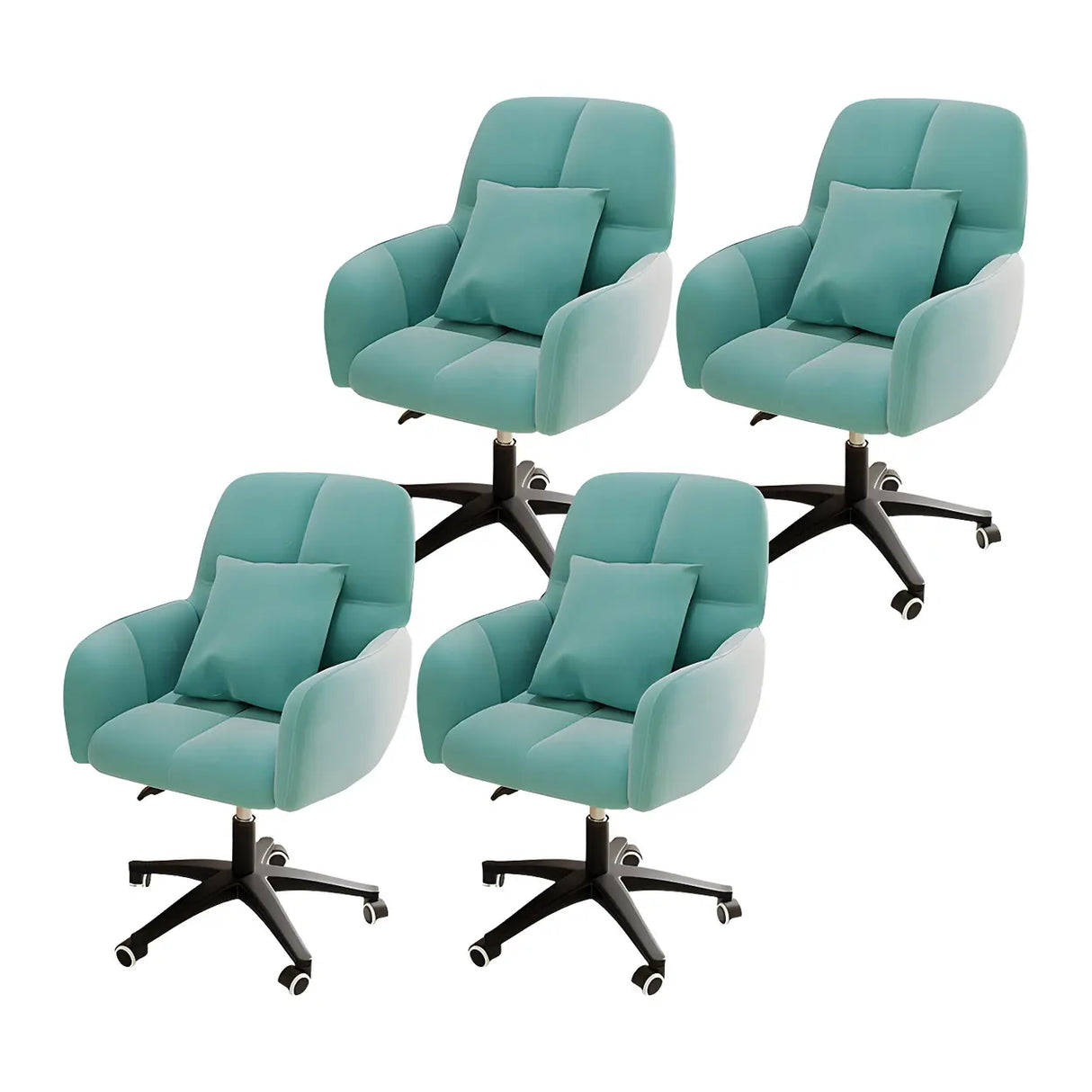 Adjustable Upholstered Curved Leather Off-White Office Chair Image - 41