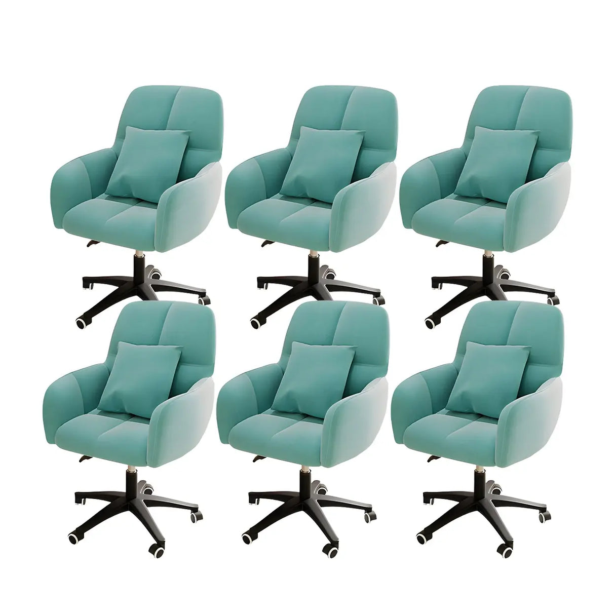 Adjustable Upholstered Curved Leather Off-White Office Chair Image - 42