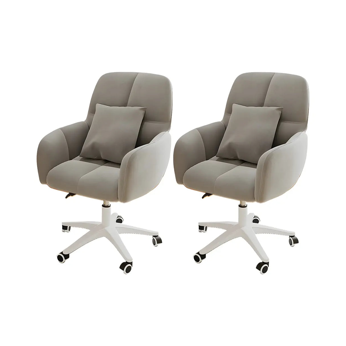 Adjustable Upholstered Curved Leather Off-White Office Chair Image - 43