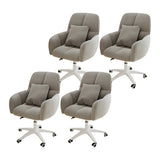 Adjustable Upholstered Curved Leather Off-White Office Chair Image - 44