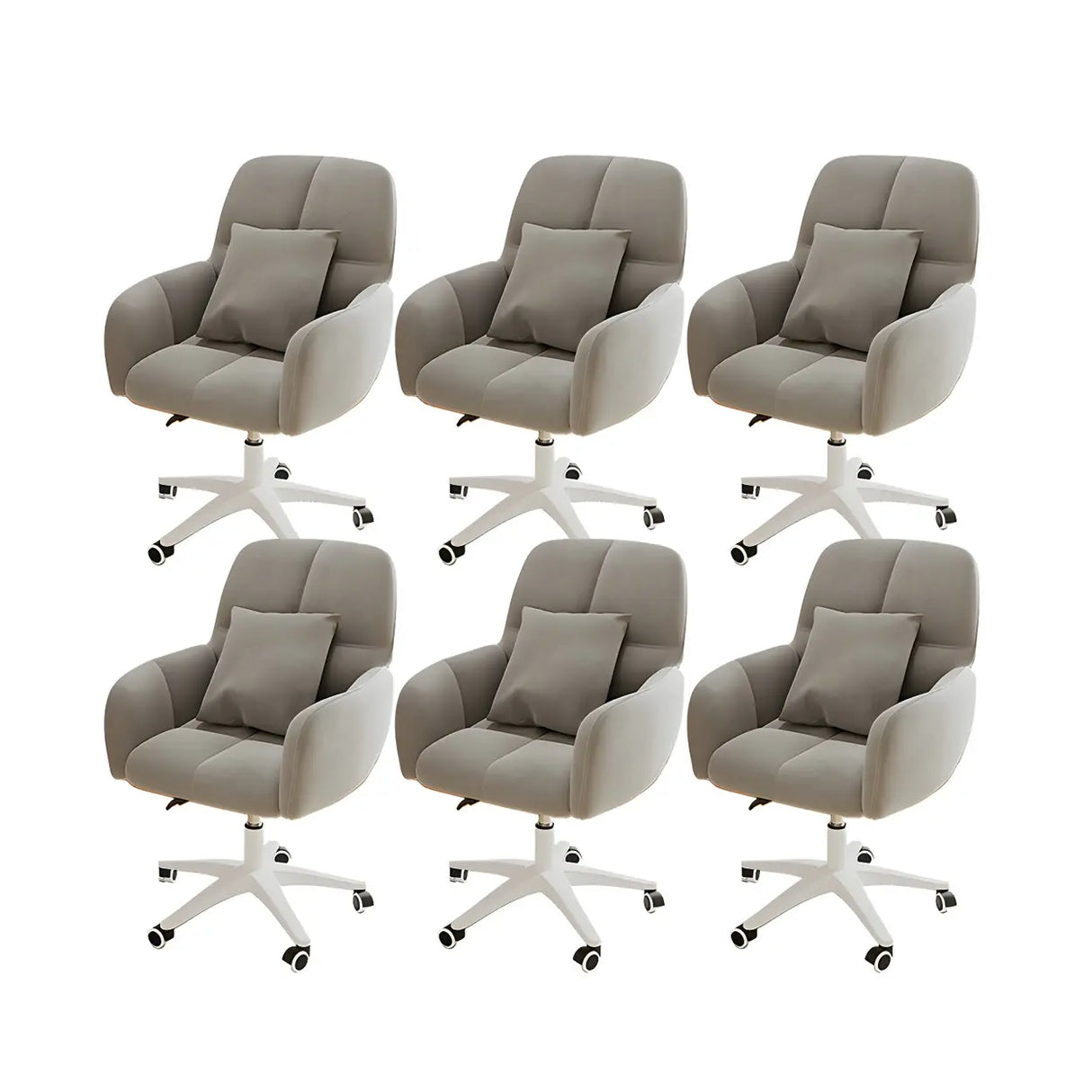 Adjustable Upholstered Curved Leather Off-White Office Chair Image - 45