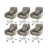Adjustable Upholstered Curved Leather Off-White Office Chair Image - 45