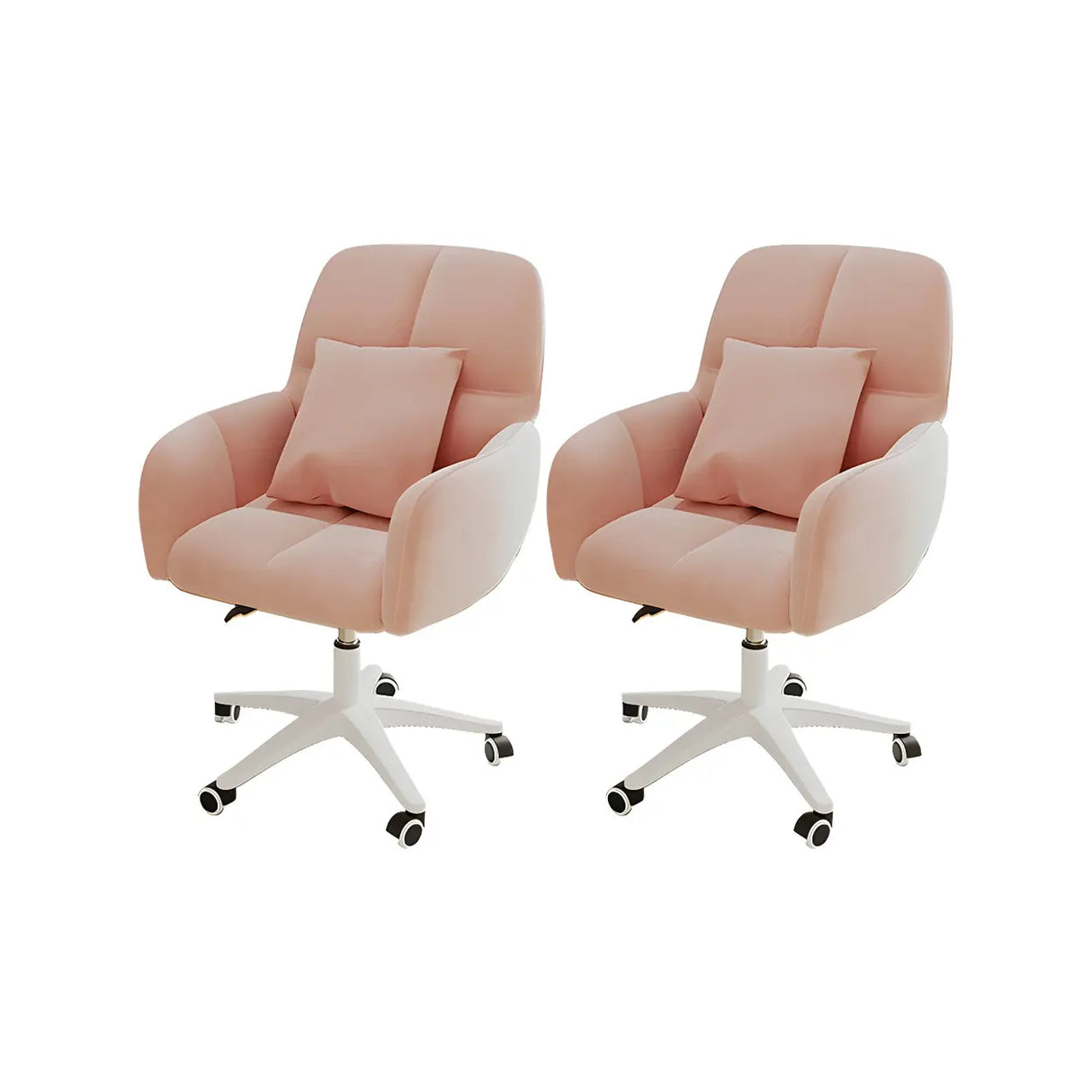 Adjustable Upholstered Curved Leather Off-White Office Chair Image - 46