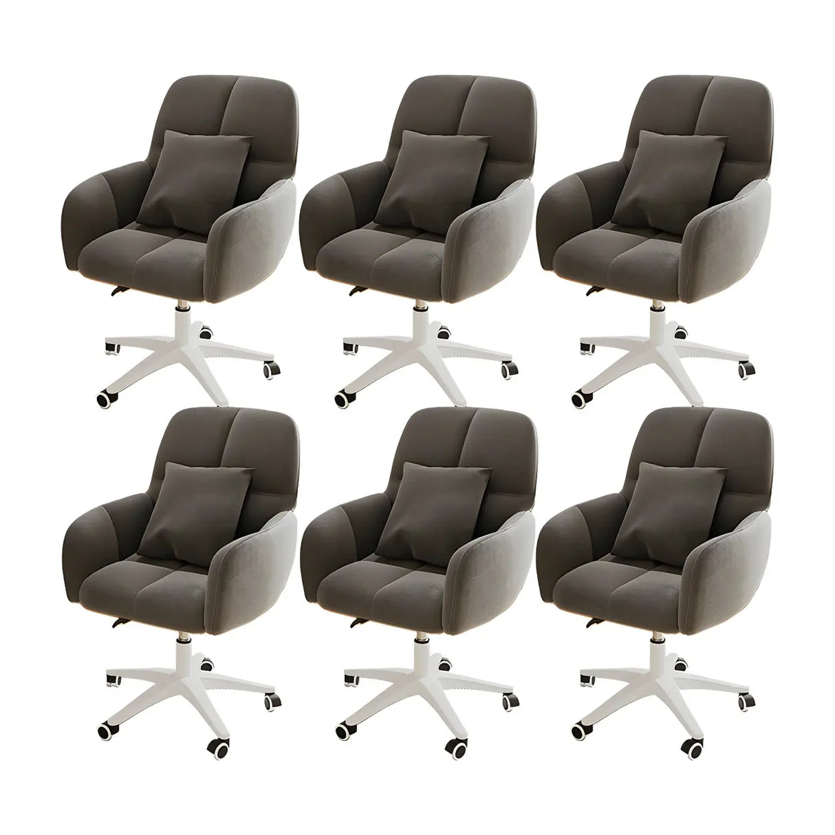 Adjustable Upholstered Curved Leather Off-White Office Chair Image - 51