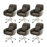Adjustable Upholstered Curved Leather Off-White Office Chair Image - 51