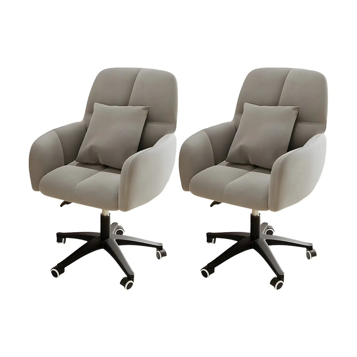 Adjustable Upholstered Curved Leather Off-White Office Chair Image - 52