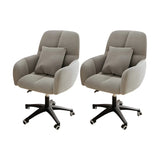 Adjustable Upholstered Curved Leather Off-White Office Chair Image - 52