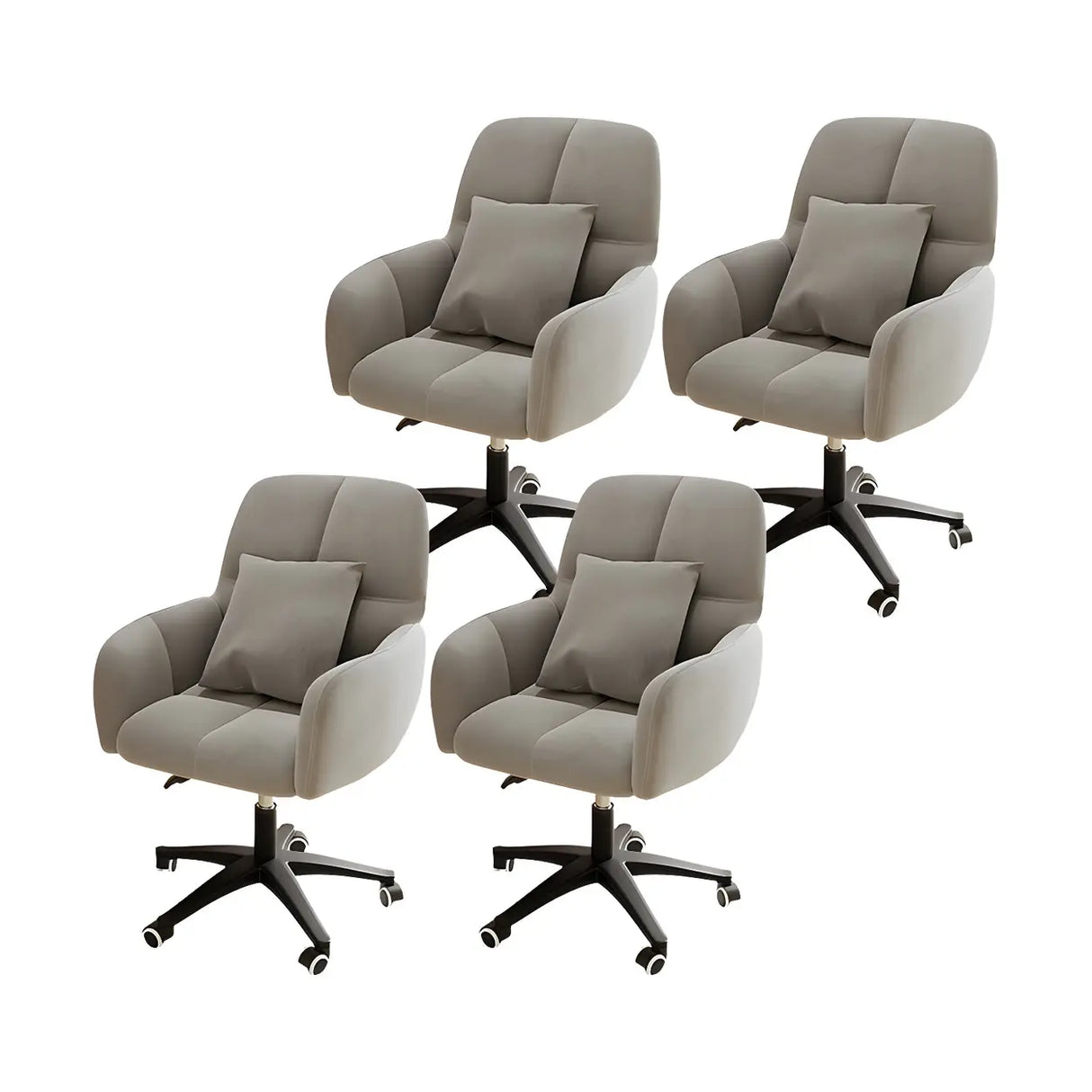 Adjustable Upholstered Curved Leather Off-White Office Chair Image - 53