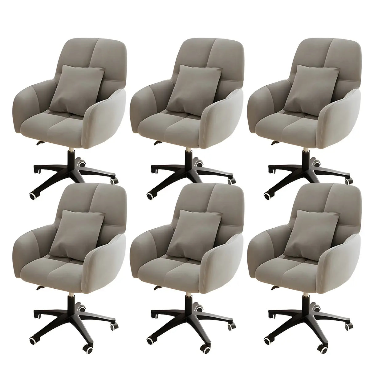 Adjustable Upholstered Curved Leather Off-White Office Chair Image - 54