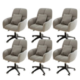 Adjustable Upholstered Curved Leather Off-White Office Chair Image - 54