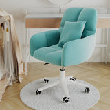 Adjustable Upholstered Curved Leather Off-White Office Chair Image - 7