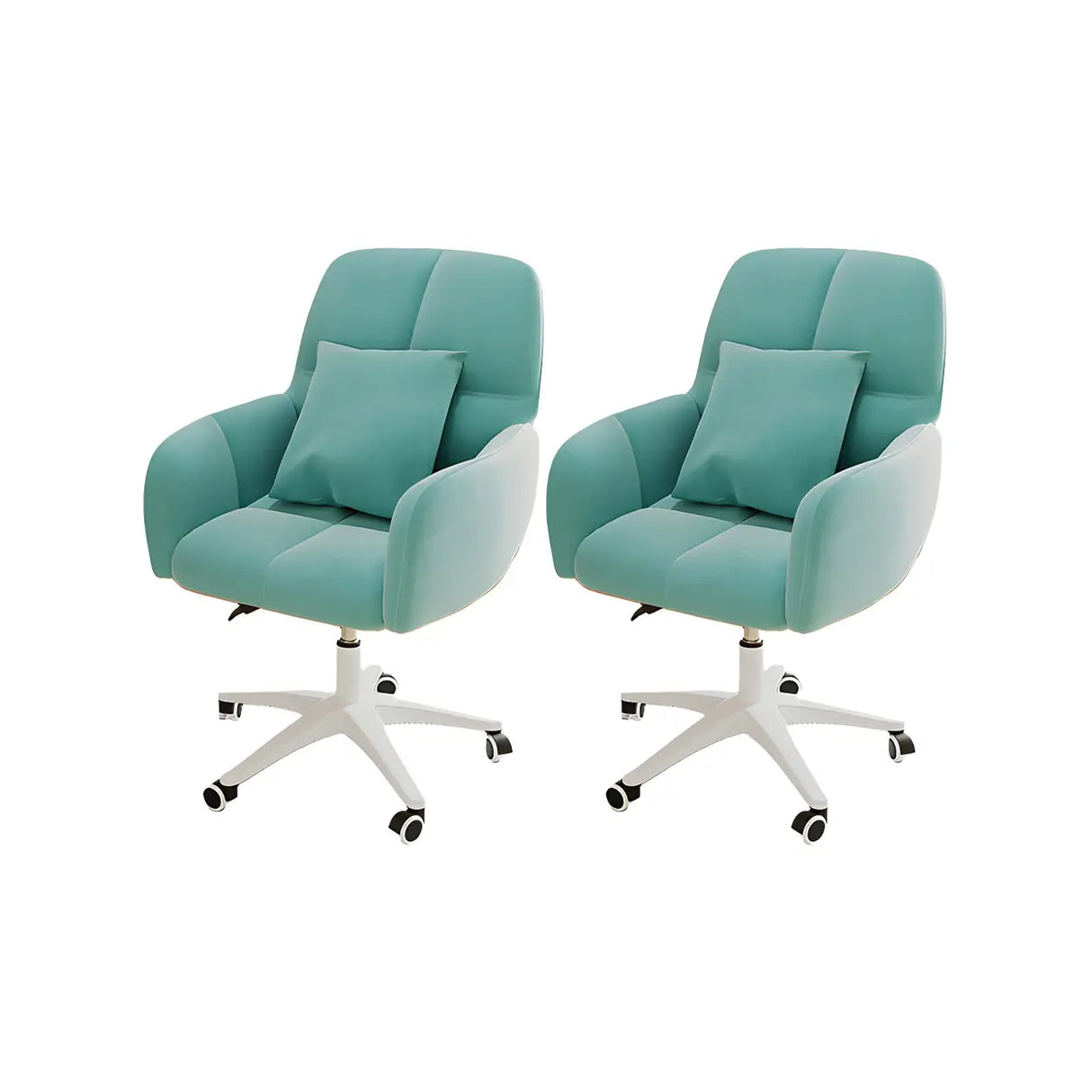 Adjustable Upholstered Curved Leather Off-White Office Chair Image - 55