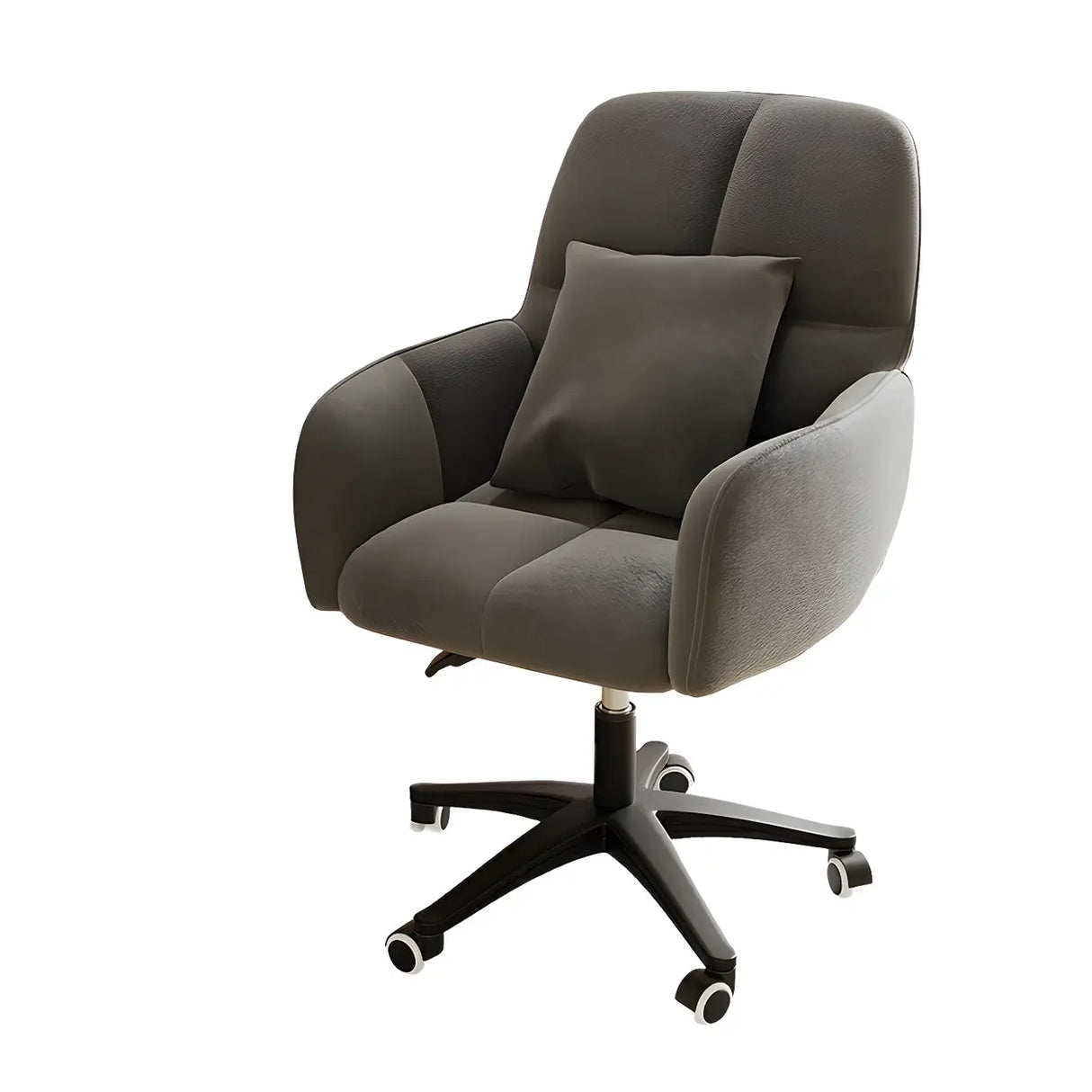 Adjustable Upholstered Curved Leather Off-White Office Chair Image - 9