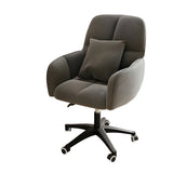 Adjustable Upholstered Curved Leather Off-White Office Chair Image - 9