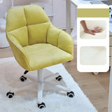Adjustable Upholstered Swivel Beige Casters Office Chair Image - 7