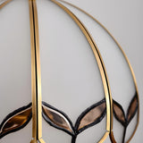 Adjustable Vintage Brass Stained Glass Dome Floor Lamp Image - 11