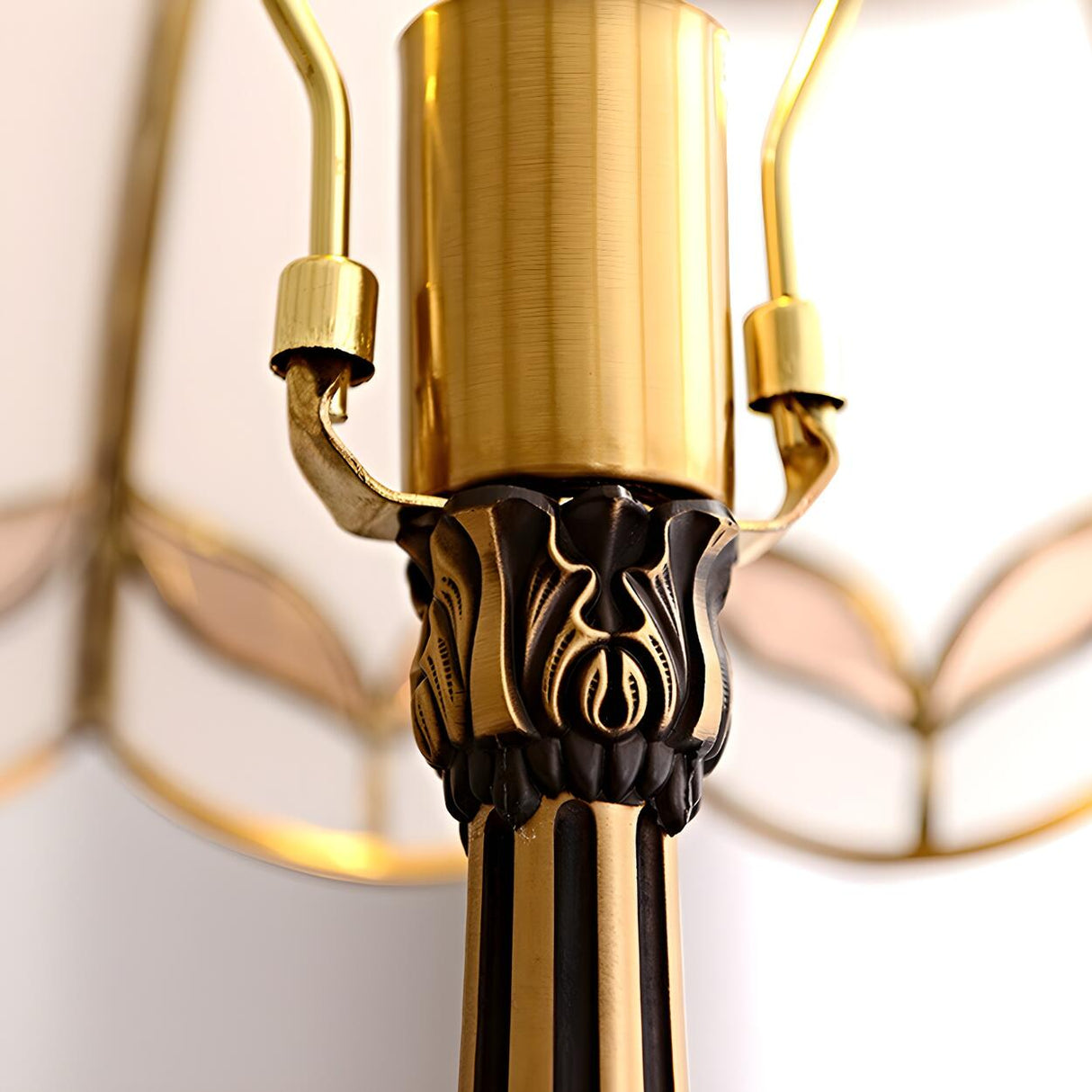 Adjustable Vintage Brass Stained Glass Dome Floor Lamp Image - 12