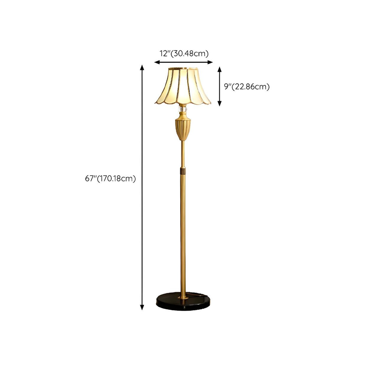 Adjustable Vintage Brass Stained Glass Dome Floor Lamp 