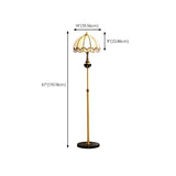 Adjustable Vintage Brass Stained Glass Dome Floor Lamp Image - 14