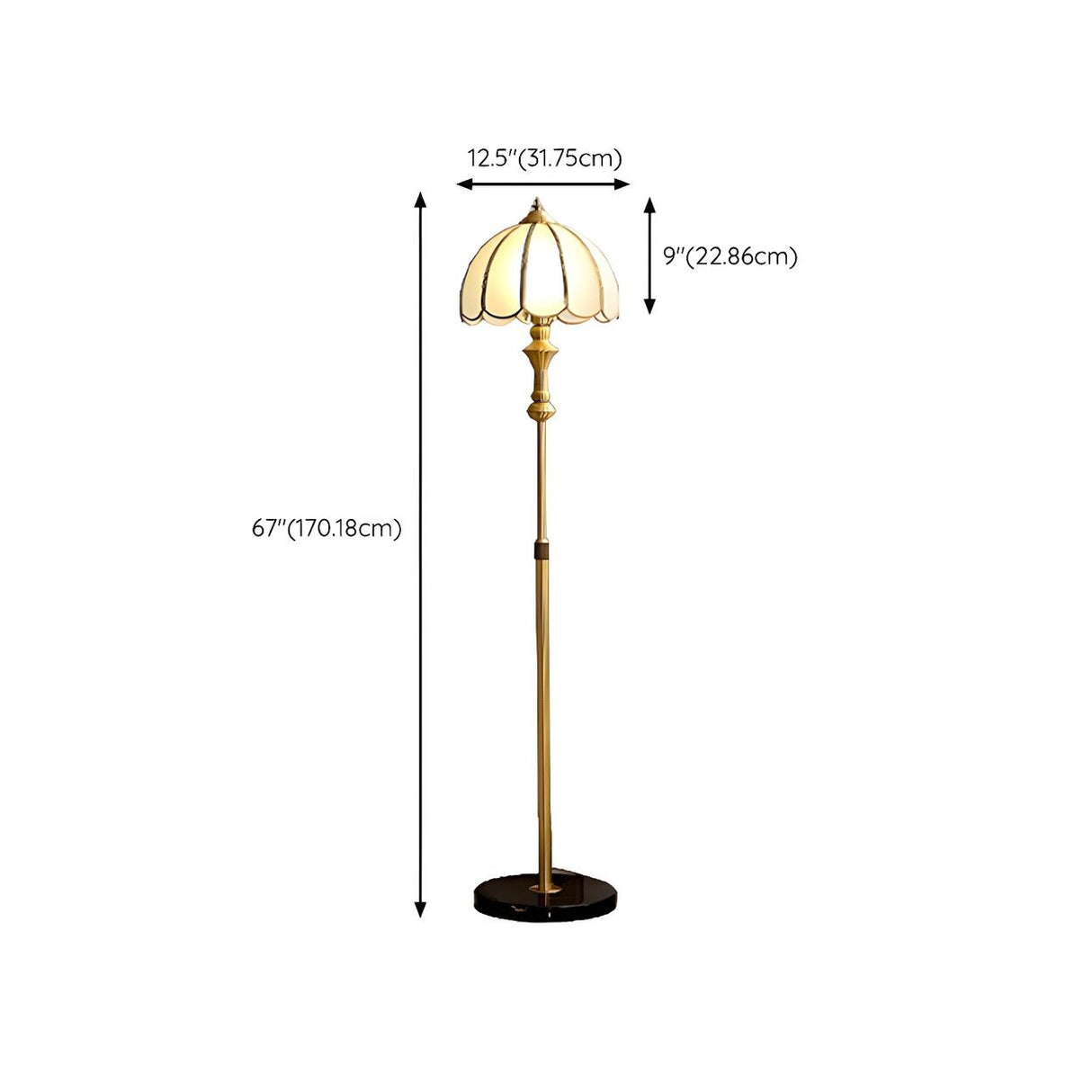 Adjustable Vintage Brass Stained Glass Dome Floor Lamp Image - 15