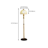 Adjustable Vintage Brass Stained Glass Dome Floor Lamp Image - 15