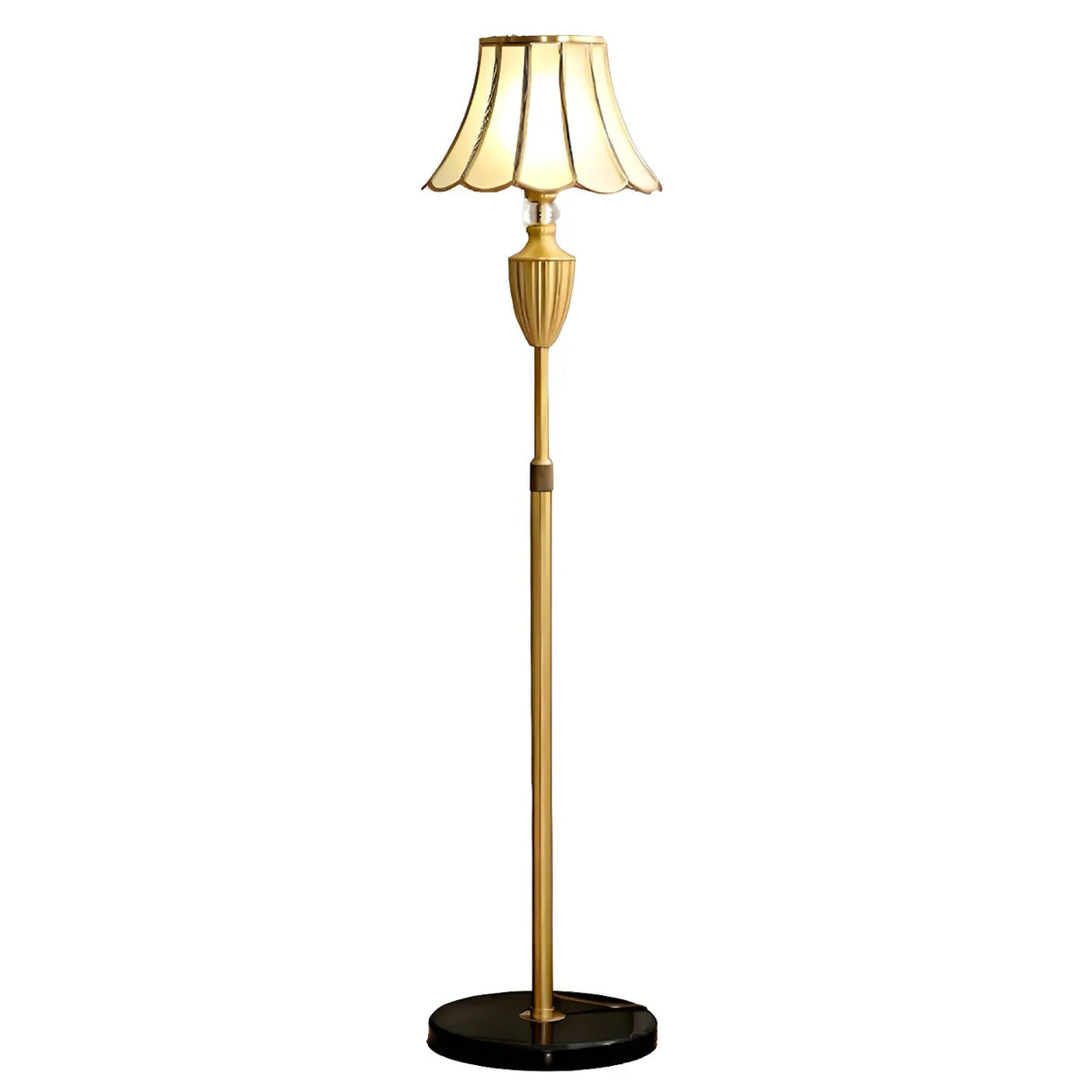 Adjustable Vintage Brass Stained Glass Dome Floor Lamp Image - 4