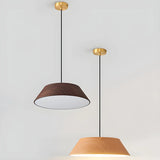 Adjustable Walnut Wood Rope Cone Frustum Pendant Light Image - 10