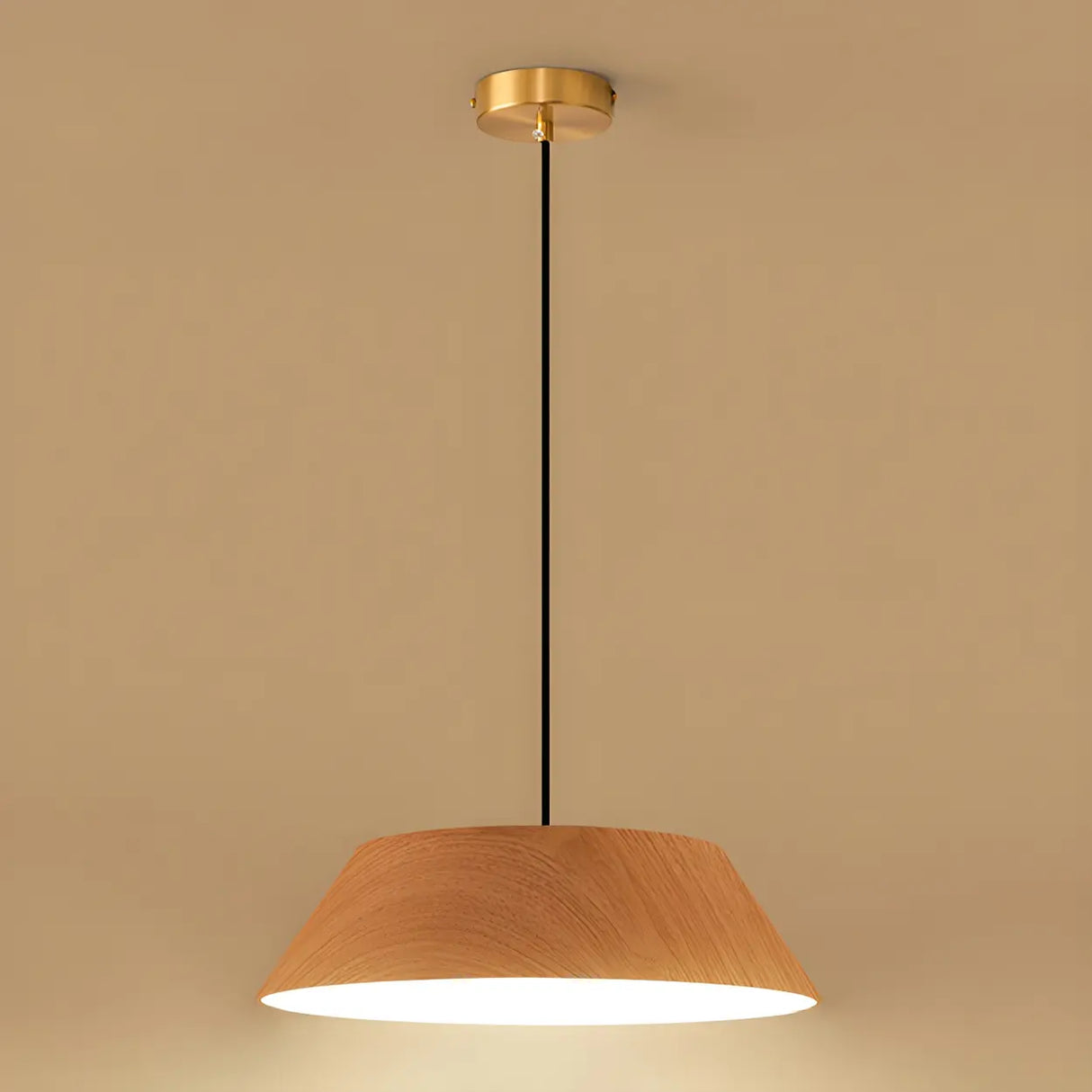 Adjustable Walnut Wood Rope Cone Frustum Pendant Light Image - 6