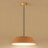 Adjustable Walnut Wood Rope Cone Frustum Pendant Light Image - 6