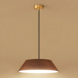 Adjustable Walnut Wood Rope Cone Frustum Pendant Light Image - 7