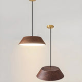 Adjustable Walnut Wood Rope Cone Frustum Pendant Light Image - 9