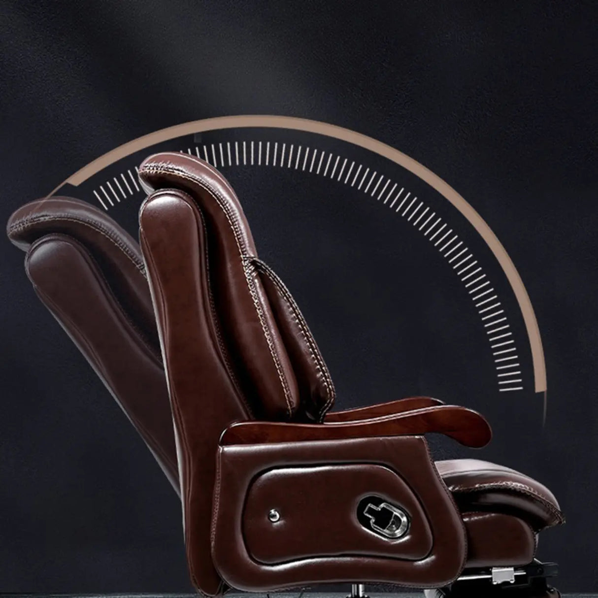 Adjustable Waterfall Brown Leather Reclining Office Chair Image - 10