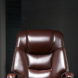 Adjustable Waterfall Brown Leather Reclining Office Chair Image - 11