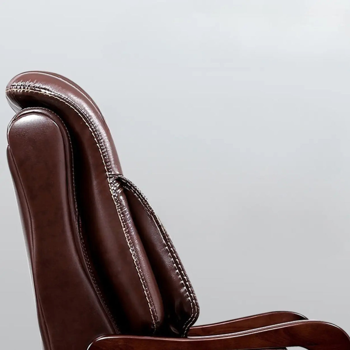 Adjustable Waterfall Brown Leather Reclining Office Chair Image - 12