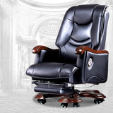 Adjustable Waterfall Brown Leather Reclining Office Chair Image - 2