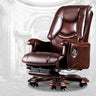 Adjustable Waterfall Brown Leather Reclining Office Chair Image - 3