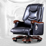 Adjustable Waterfall Brown Leather Reclining Office Chair Image - 7
